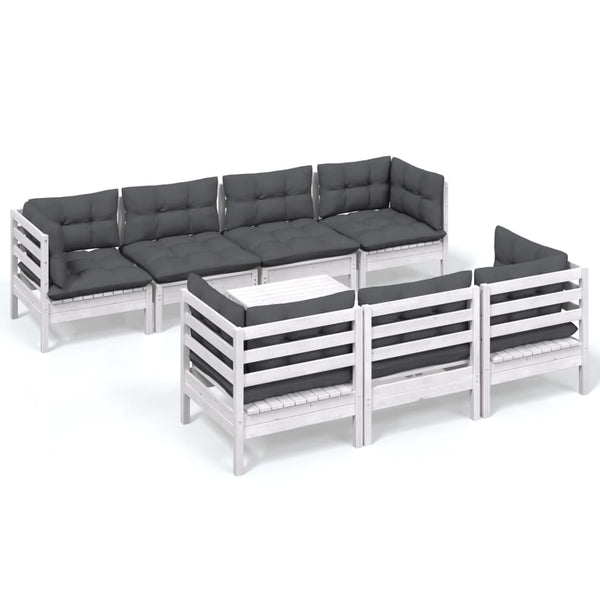 8-tlg. Garten-Lounge-Set mit Kissen Kiefer Massivholz