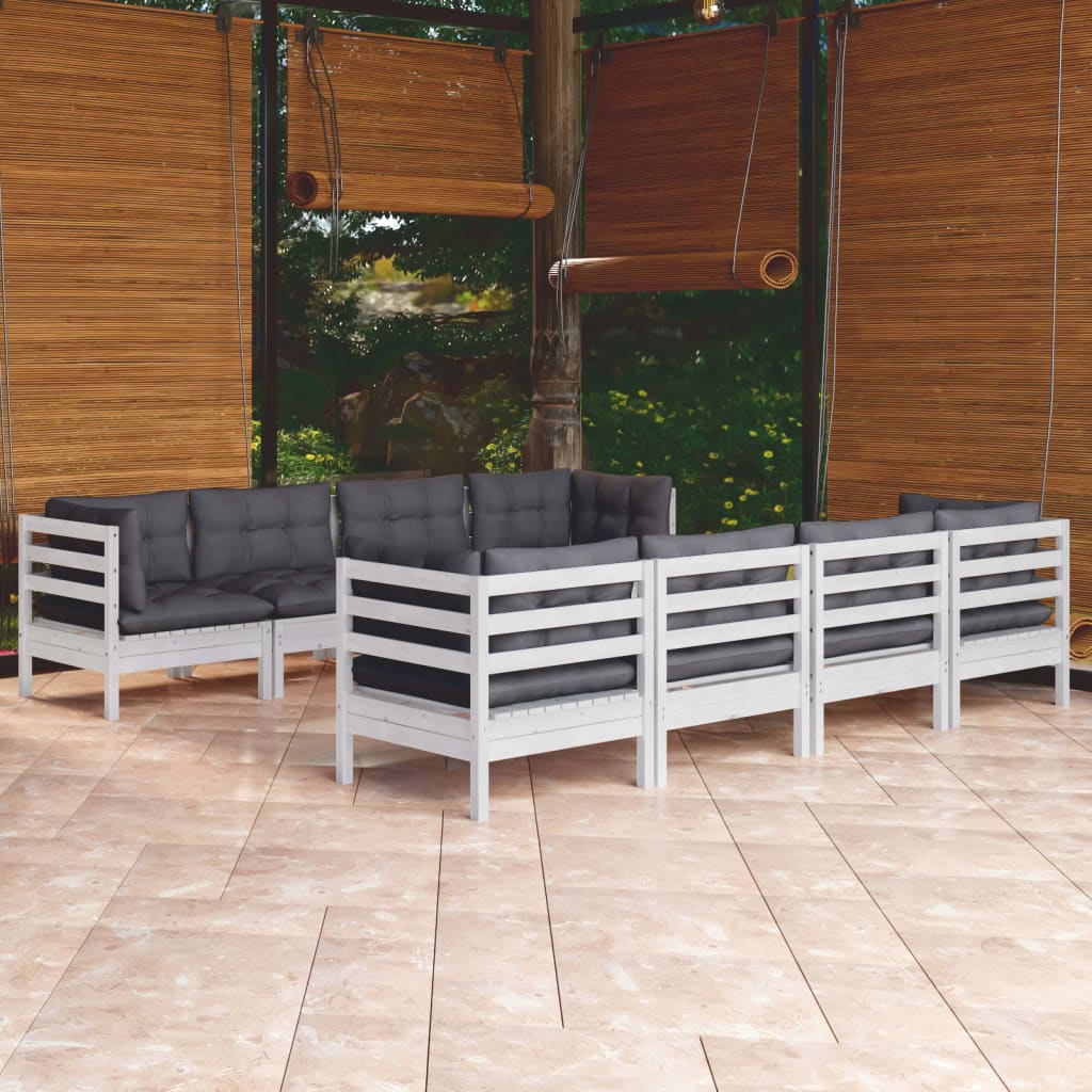 vidaXL Salon de jardin 9 pièces avec coussins Bois de pin massif