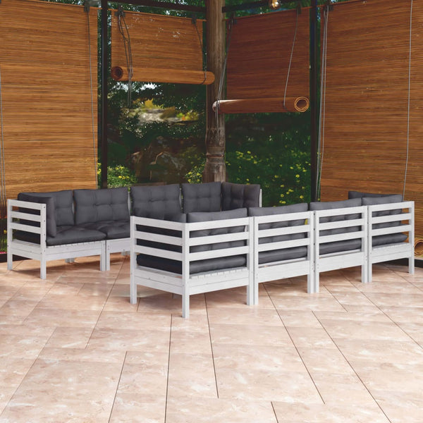 vidaXL Salon de jardin 9 pièces avec coussins Bois de pin massif