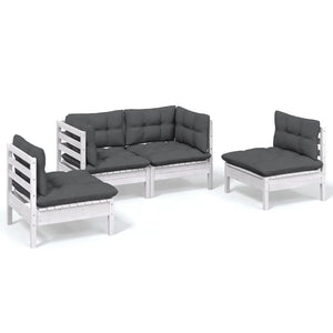 vidaXL Salon de jardin 4 pcs avec coussins, bois de pin massif