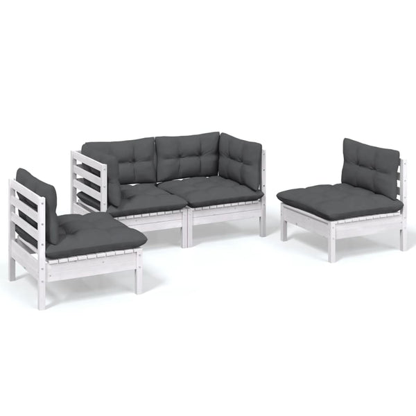 vidaXL Salon de jardin 4 pcs avec coussins, bois de pin massif