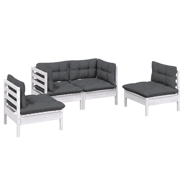 vidaXL Salon de jardin 4 pcs avec coussins, bois de pin massif