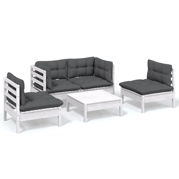 vidaXL Ensemble de salon de jardin 5 pcs avec coussins Bois de pin massif