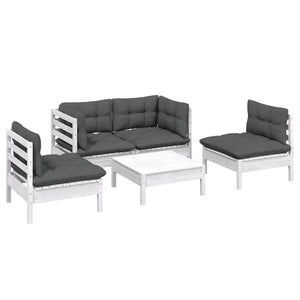 vidaXL Ensemble de salon de jardin 5 pcs avec coussins Bois de pin massif