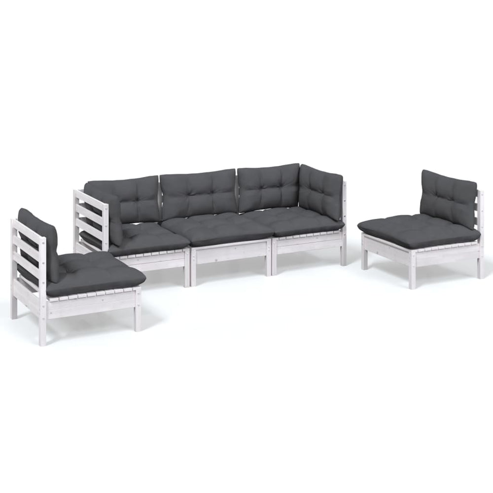 vidaXL Ensemble de salon de jardin 5 pcs avec coussins Bois de pin massif