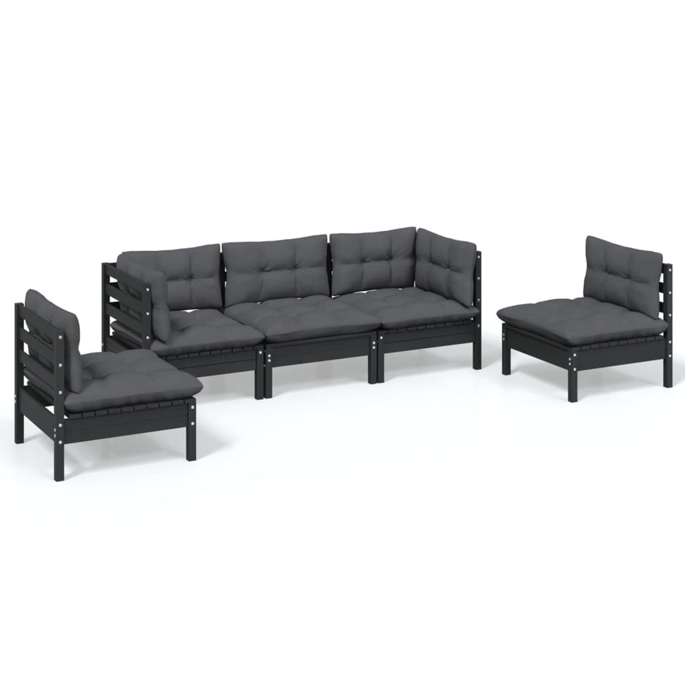 vidaXL Salon de jardin 5 pcs avec coussins Bois de pin massif