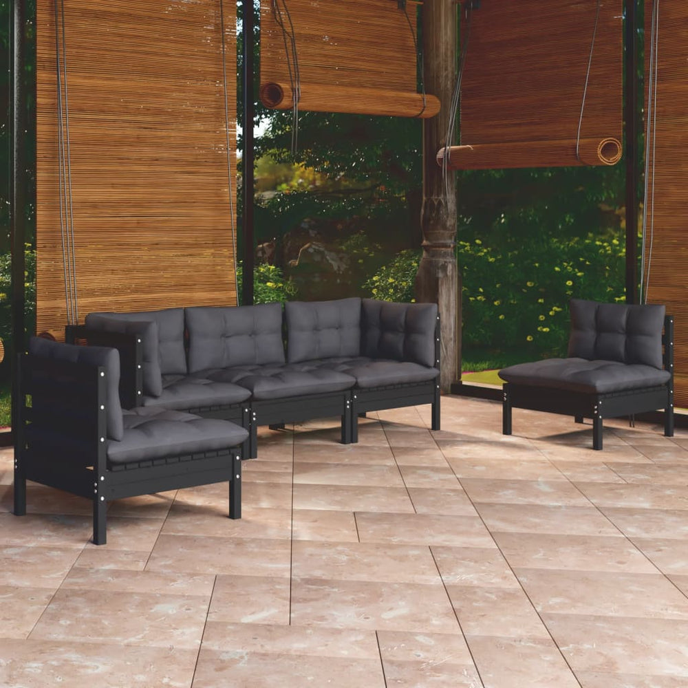 vidaXL Salon de jardin 5 pcs avec coussins Bois de pin massif