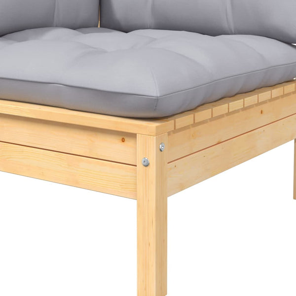 vidaXL Salon de jardin 6 pcs avec coussins gris Bois de pin massif