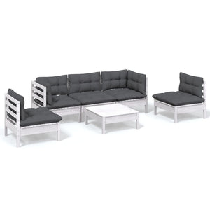 vidaXL Salon de jardin 6 pcs avec coussins Bois de pin massif