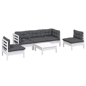 vidaXL Salon de jardin 6 pcs avec coussins Bois de pin massif
