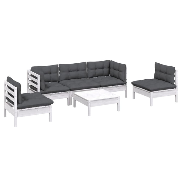 vidaXL Salon de jardin 6 pcs avec coussins Bois de pin massif