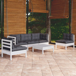 vidaXL Salon de jardin 6 pcs avec coussins Bois de pin massif
