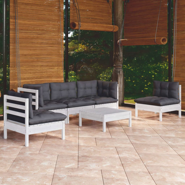 vidaXL Salon de jardin 6 pcs avec coussins Bois de pin massif