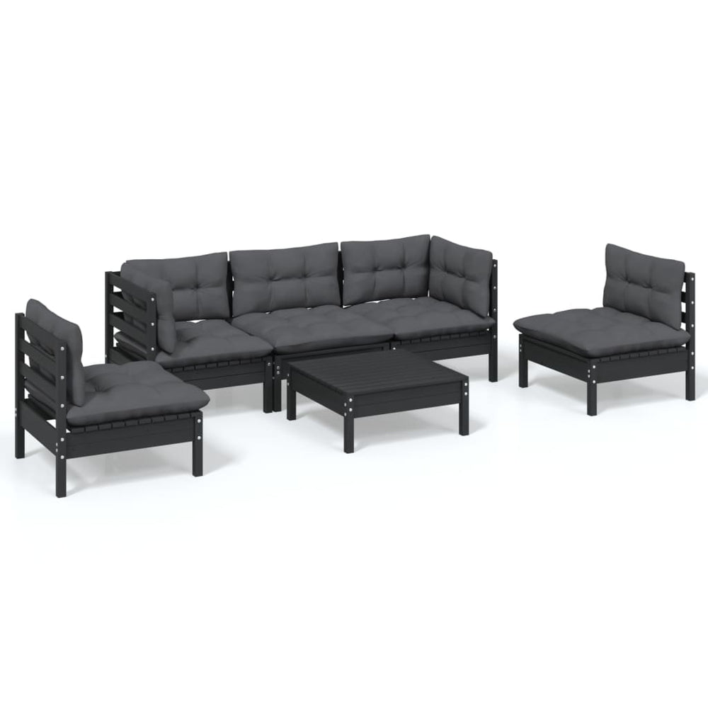 vidaXL Salon de jardin 6 pcs avec coussins Bois de pin massif