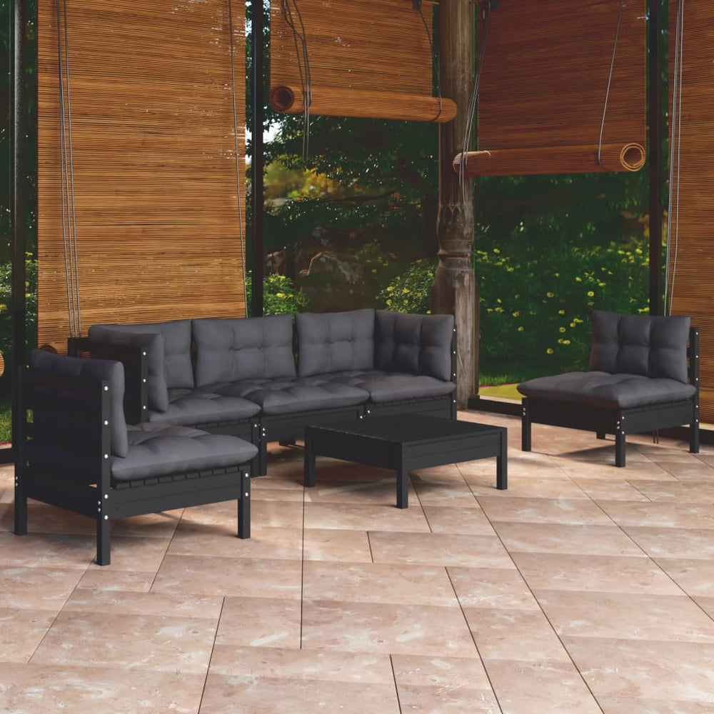 vidaXL Salon de jardin 6 pcs avec coussins Bois de pin massif