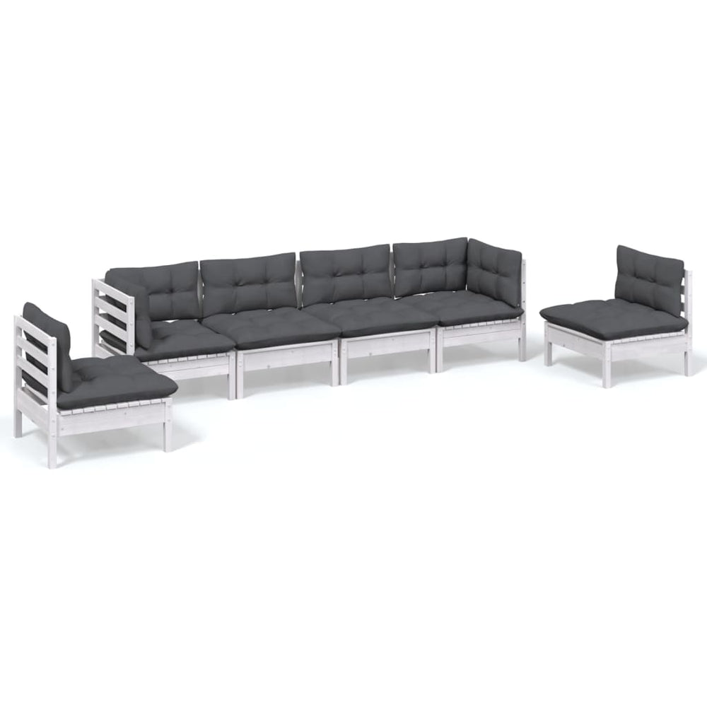 vidaXL Salon de jardin 6 pcs avec coussins Bois de pin massif