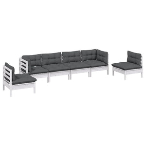 6-tlg. Garten-Lounge-Set mit Kissen Kiefer Massivholz