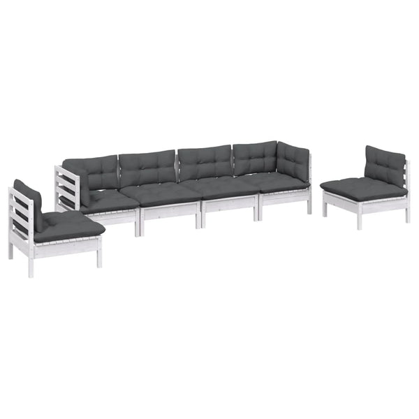 6-tlg. Garten-Lounge-Set mit Kissen Kiefer Massivholz