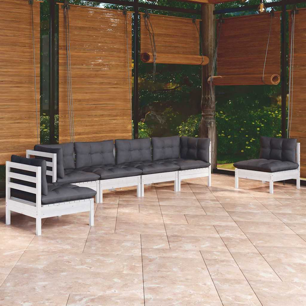 vidaXL Salon de jardin 6 pcs avec coussins Bois de pin massif