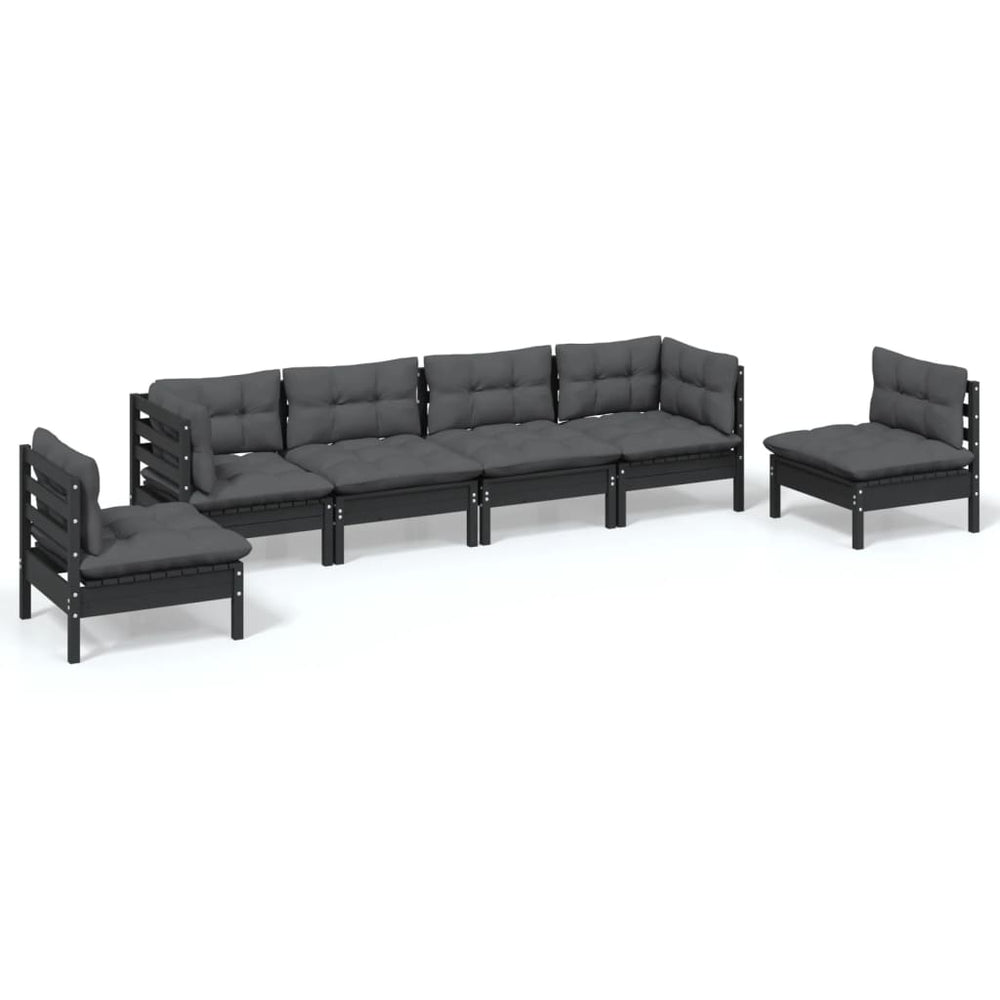 vidaXL Salon de jardin 6 pcs avec coussins Bois de pin massif