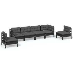 vidaXL Salon de jardin 6 pcs avec coussins Bois de pin massif