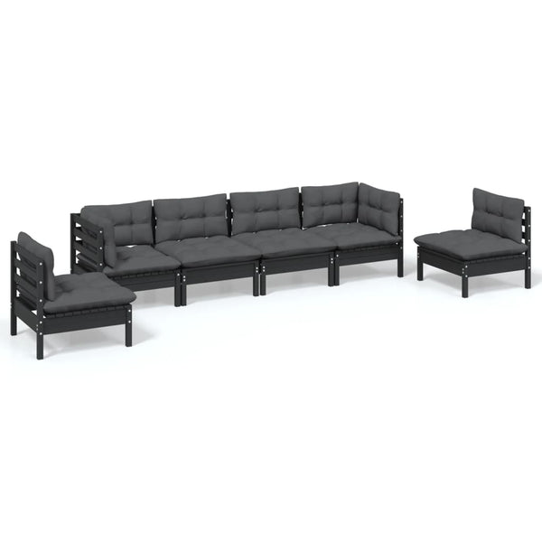 vidaXL Salon de jardin 6 pcs avec coussins Bois de pin massif