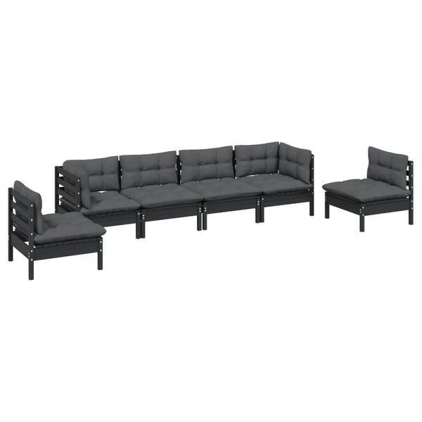 vidaXL Salon de jardin 6 pcs avec coussins Bois de pin massif