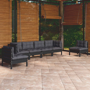 vidaXL Salon de jardin 6 pcs avec coussins Bois de pin massif