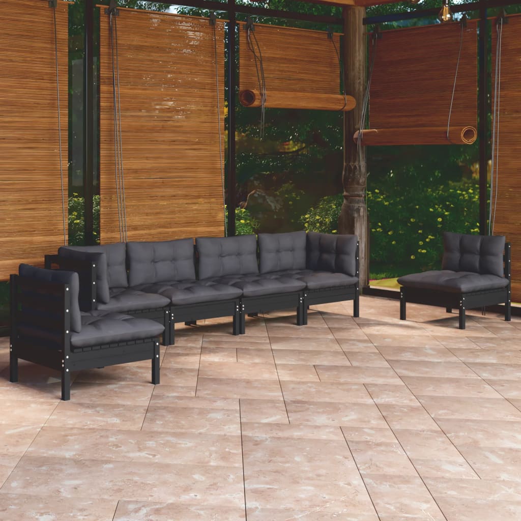 vidaXL Salon de jardin 6 pcs avec coussins Bois de pin massif