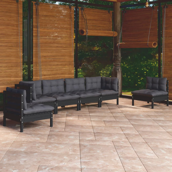 vidaXL Salon de jardin 6 pcs avec coussins Bois de pin massif