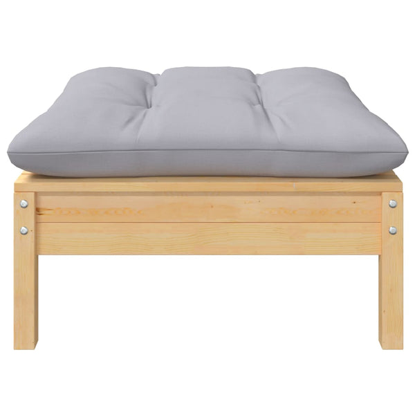 vidaXL Salon de jardin 7 pièces en pin massif avec coussins gris