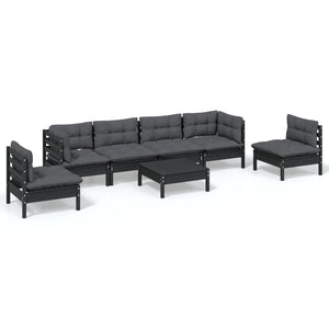 7-tlg. Garten-Lounge-Set mit Kissen Kiefer Massivholz