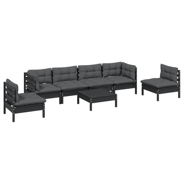 7-tlg. Garten-Lounge-Set mit Kissen Kiefer Massivholz