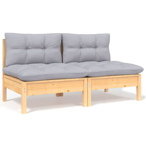 6-tlg. Garten-Lounge-Set mit Grauen Kissen Kiefer Massivholz