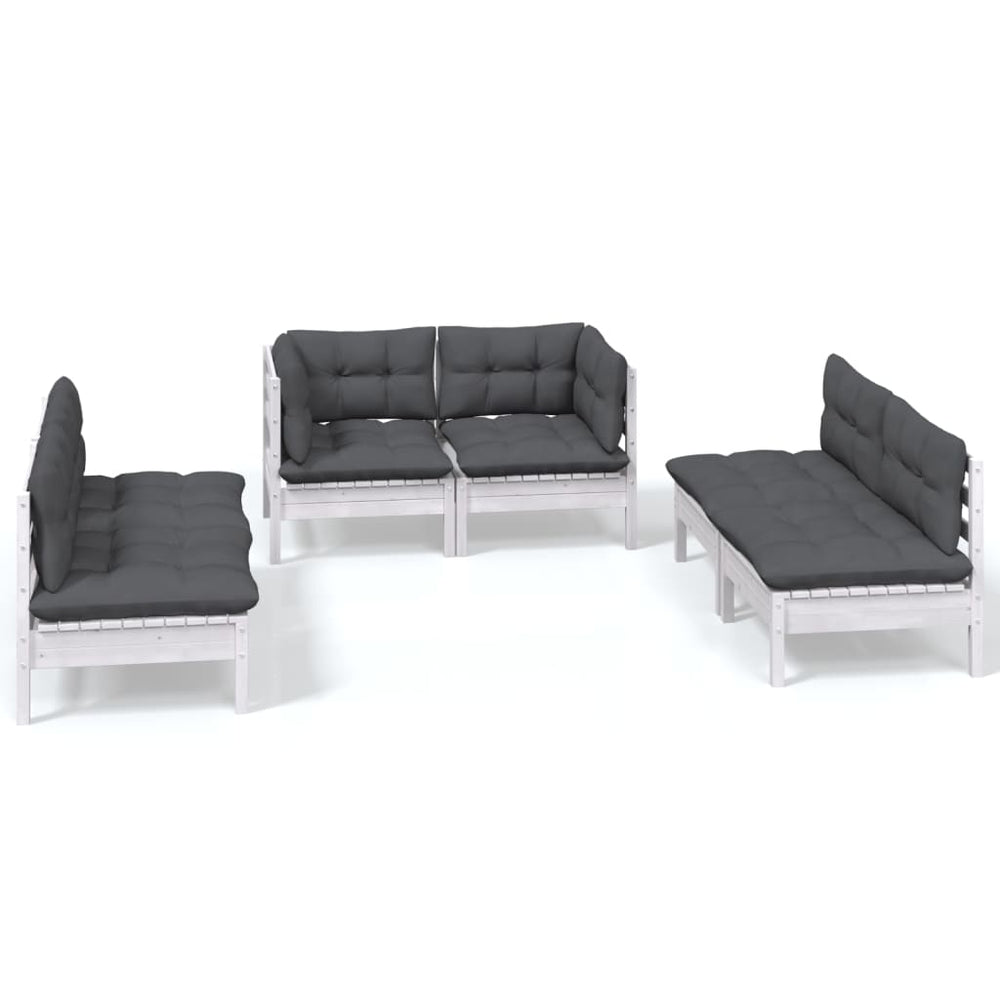 vidaXL Salon de jardin 6 pcs avec coussins Bois de pin massif