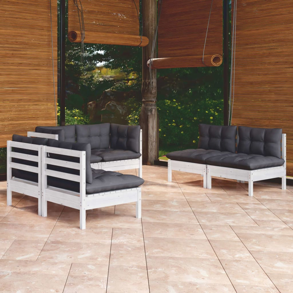 vidaXL Salon de jardin 6 pcs avec coussins Bois de pin massif
