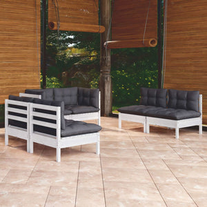 6-tlg. Garten-Lounge-Set mit Kissen Kiefer Massivholz