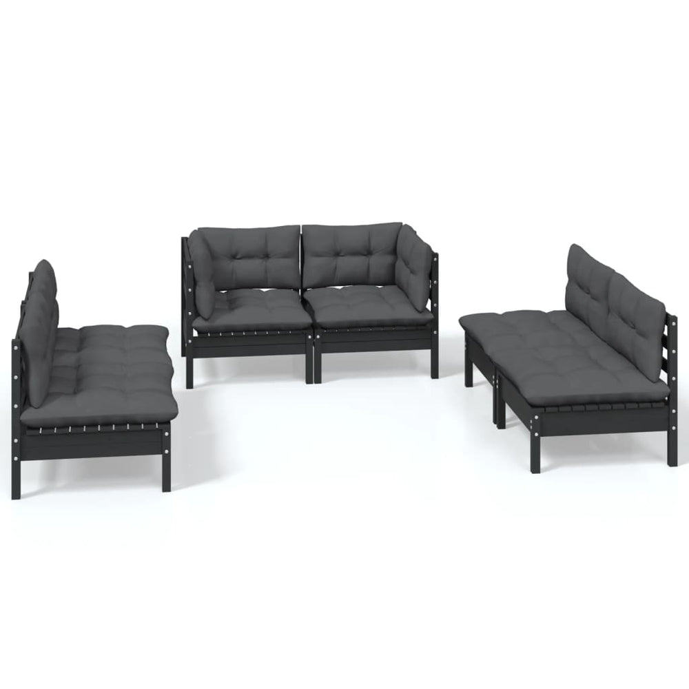 vidaXL Salon de jardin 6 pcs avec coussins Bois de pin massif