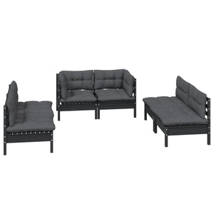 6-tlg. Garten-Lounge-Set mit Kissen Kiefer Massivholz