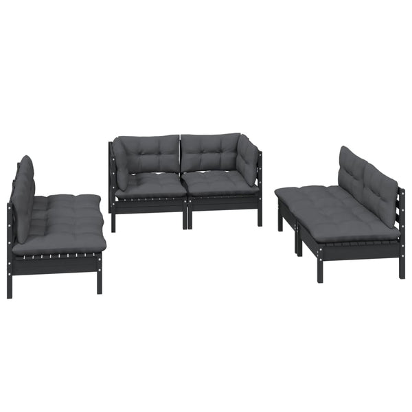 6-tlg. Garten-Lounge-Set mit Kissen Kiefer Massivholz