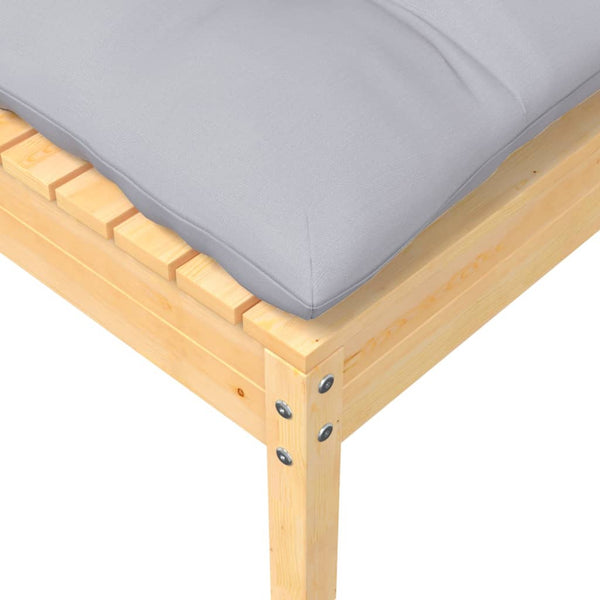 7-tlg. Garten-Lounge-Set mit Grauen Kissen Kiefer Massivholz