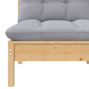 vidaXL Salon de jardin 7 pièces en pin massif avec coussins gris