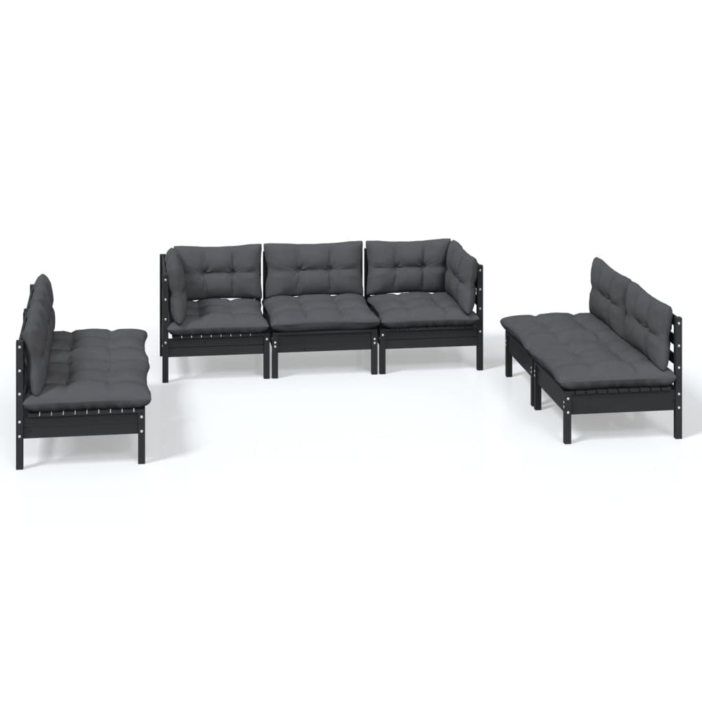 vidaXL Salon de jardin 7 pcs avec coussins en pin massif