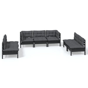 vidaXL Salon de jardin 7 pcs avec coussins en pin massif