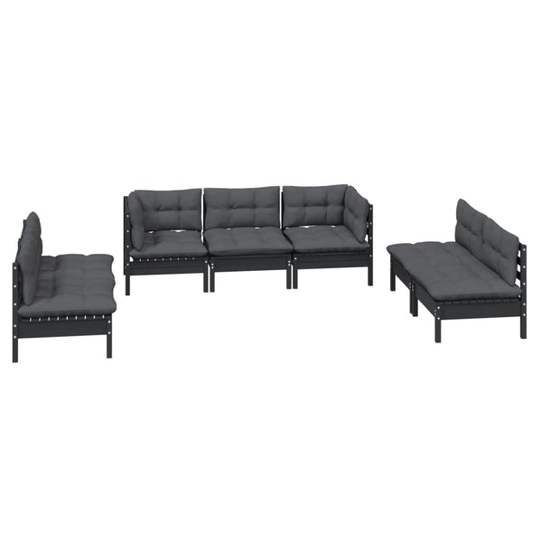 vidaXL Salon de jardin 7 pcs avec coussins en pin massif