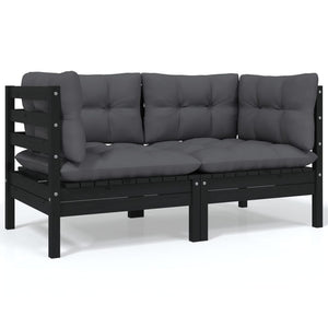 vidaXL Salon de jardin 7 pcs avec coussins en pin massif