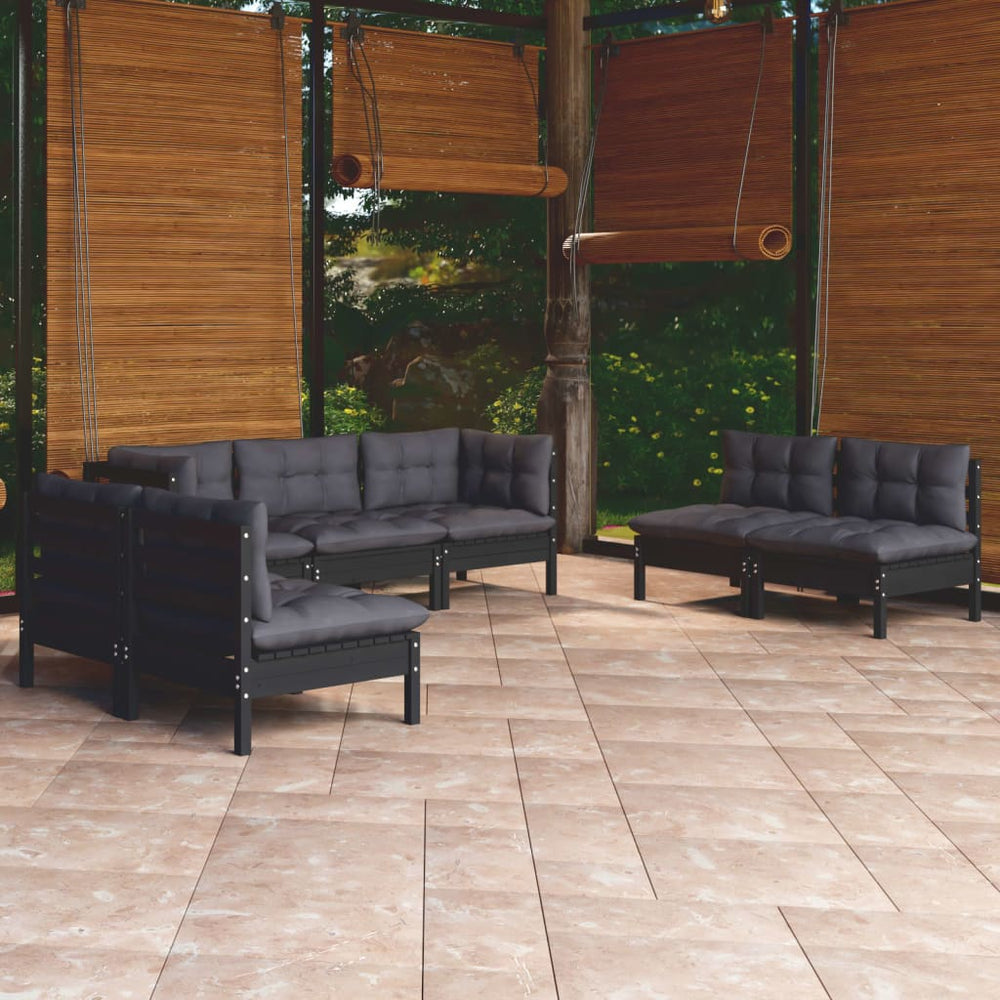 vidaXL Salon de jardin 7 pcs avec coussins en pin massif