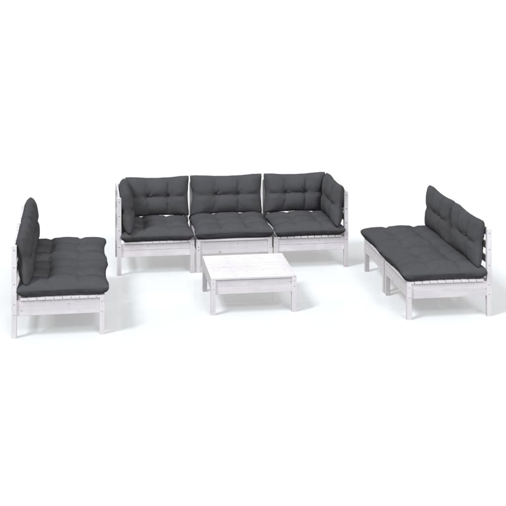 vidaXL Salon de jardin 8 pcs avec coussins, bois de pin massif