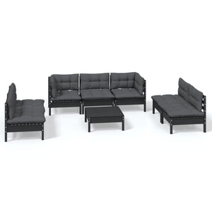 vidaXL Salon de jardin 8 pcs avec coussins, bois de pin massif
