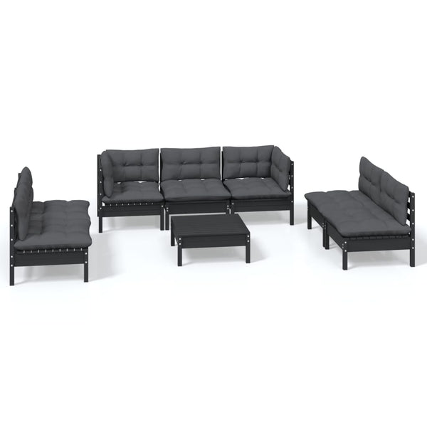vidaXL Salon de jardin 8 pcs avec coussins, bois de pin massif